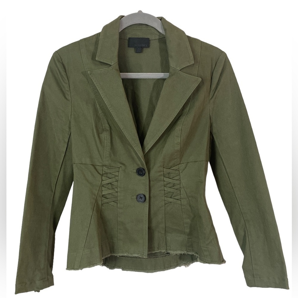 Intermix Luck Lace Up Blazer Green Size Small